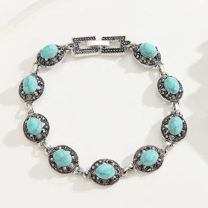 Retro Modern Style Oval Turquoise Alloy Wholesale Bracelets