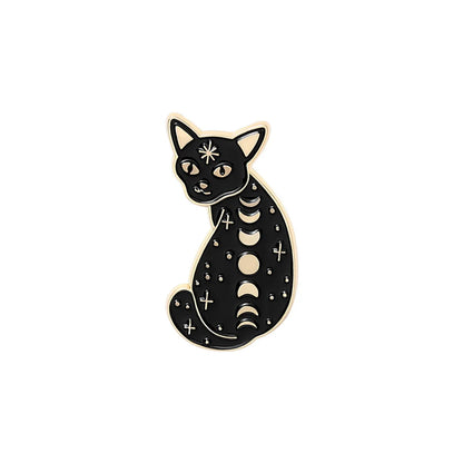 Retro Moon Cat Alloy Inlaid Gold Unisex Brooches