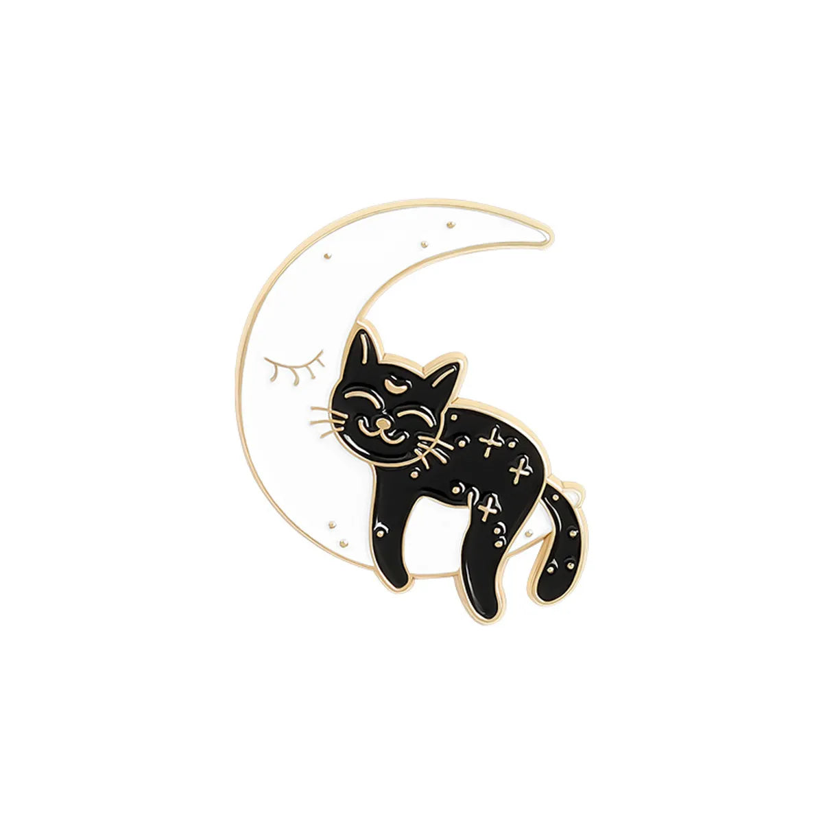 Retro Moon Cat Alloy Inlaid Gold Unisex Brooches