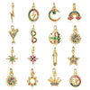 Retro Moon Lightning Copper Plating Inlay Zircon 18k Gold Plated Charms Jewelry Accessories