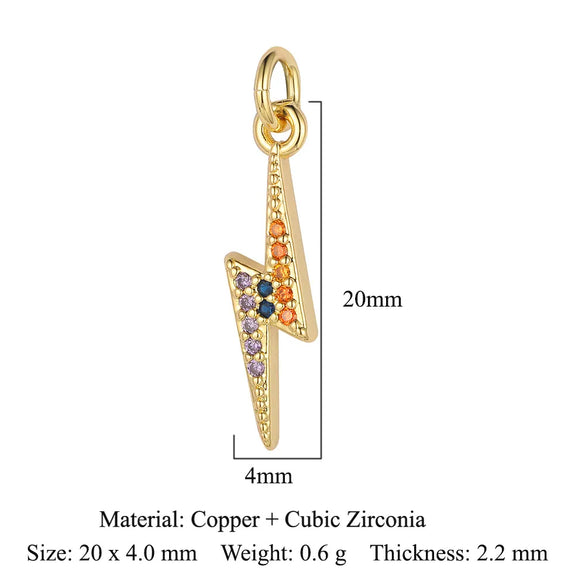Retro Moon Lightning Copper Plating Inlay Zircon 18k Gold Plated Charms Jewelry Accessories