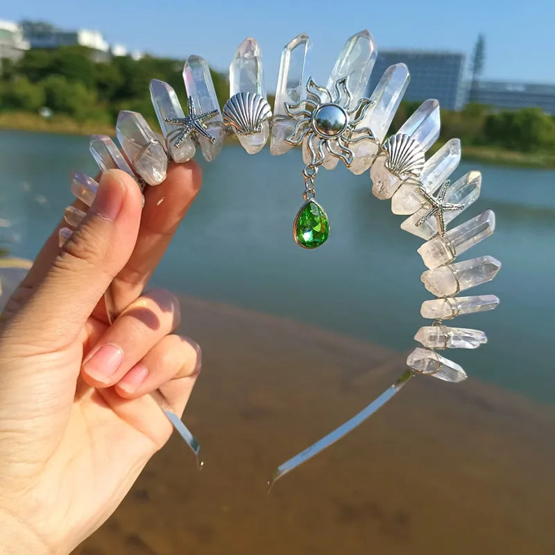 Retro Moon Starfish Crystal Handmade Hair Band