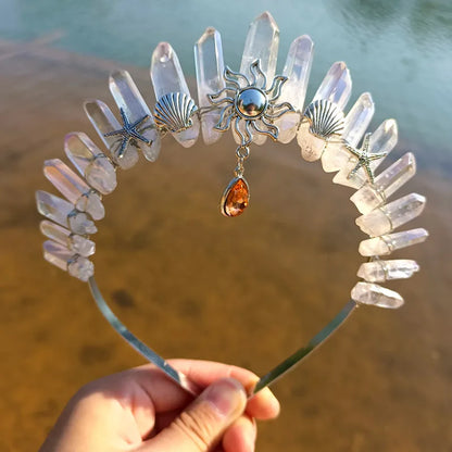 Retro Moon Starfish Crystal Handmade Hair Band