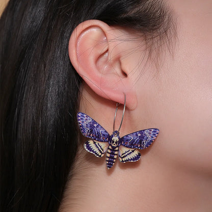 1 Pair Retro Moth Three-dimensional Arylic Drop Earrings