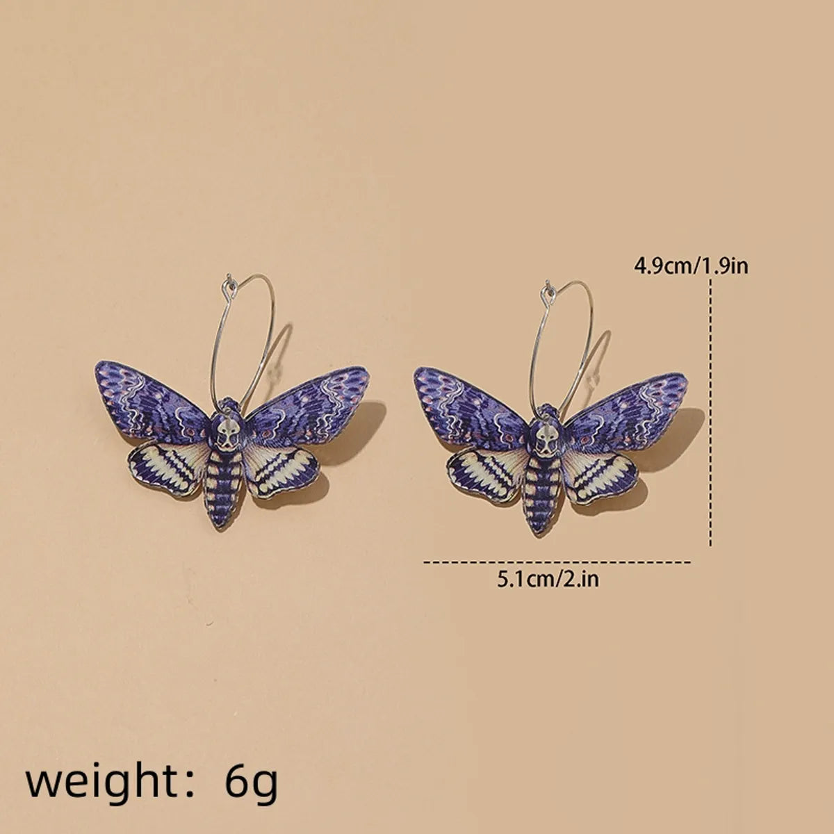 1 Pair Retro Moth Three-dimensional Arylic Drop Earrings