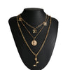 Retro Multi Layer Butterfly Geometric Pearl Diamond Necklace Set For Women Made Of Crystal And Alloy