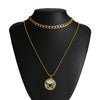 Retro Multi Layer Butterfly Geometric Pearl Diamond Necklace Set For Women Made Of Crystal And Alloy