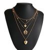 Retro Multi Layer Butterfly Geometric Pearl Diamond Necklace Set For Women Made Of Crystal And Alloy