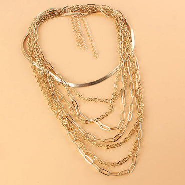 Retro Multi-Layer Geometric Chain Necklace Wholesale Nihaojewelry