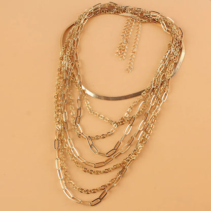 Retro Multi-Layer Geometric Chain Necklace Wholesale Nihaojewelry