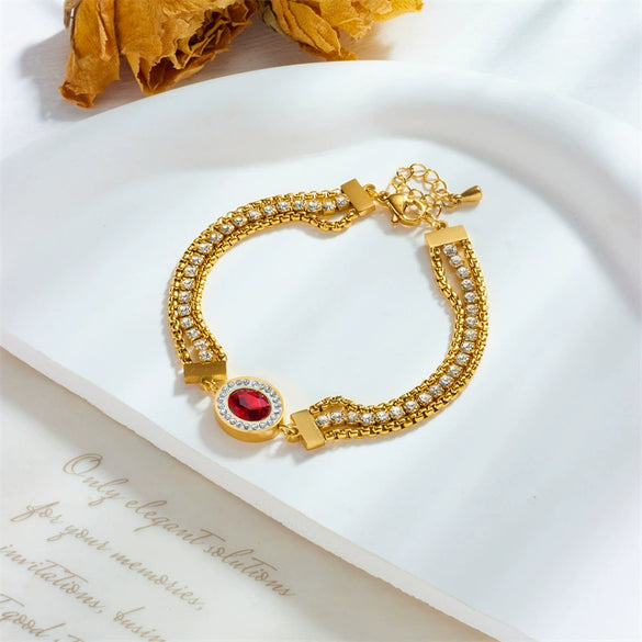 Retro Multi Layer Rhinestone Chain Butterfly Life Tree Eye Bracelet Made Of Titanium Steel With Diamond Inlay For Women