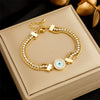 Retro Multi Layer Rhinestone Chain Butterfly Life Tree Eye Bracelet Made Of Titanium Steel With Diamond Inlay For Women