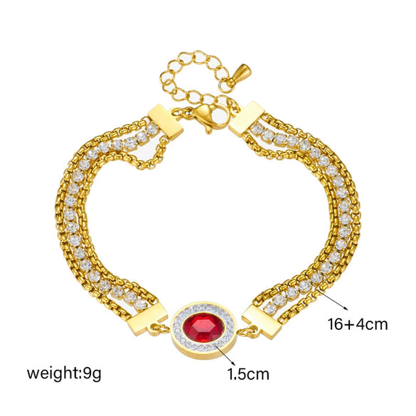 Retro Multi Layer Rhinestone Chain Butterfly Life Tree Eye Bracelet Made Of Titanium Steel With Diamond Inlay For Women