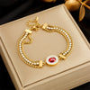 Retro Multi Layer Rhinestone Chain Butterfly Life Tree Eye Bracelet Made Of Titanium Steel With Diamond Inlay For Women