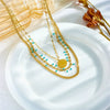 Retro Multi Layer Stacked Round Pendant Metal Jewelry Titanium Steel Necklace With Electroplating For Women
