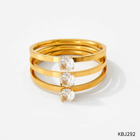 Retro Multi Layer Three Layer Zircon Opening Ring Stainless Steel Jewelry With Electroplating For Women