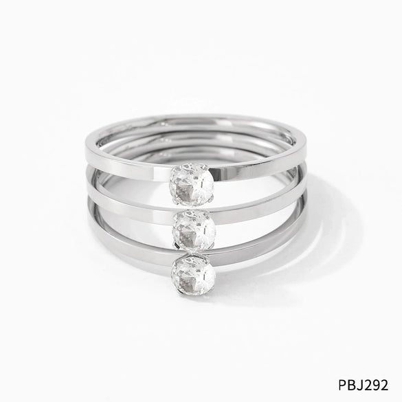 Retro Multi Layer Three Layer Zircon Opening Ring Stainless Steel Jewelry With Electroplating For Women