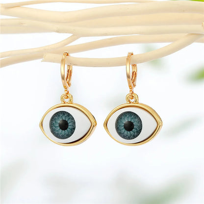 Europe And America Cross Border Ornament Multi-color Eyeballs Ear Clip New Ethnic Dripping Eyes Ear Ring Eyes Eardrop Earring