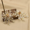 Retro Natural Pearl And Crystal Geometric Branch Earrings With Electroplated Finish For Women