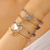 Retro Natural Stone Crystal Imitation Pearl Stacked Women's Dopamine Colorful Gravel Butterfly Pendant Alloy Bracelet With Diamond Treatment