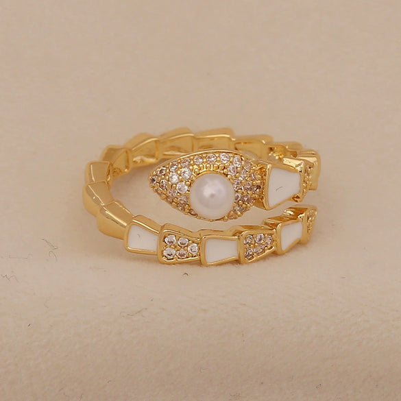 Retro Natural Stone Geometric Ring For Women Copper With Dripping Oil Processing