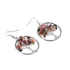 Retro Natural Stone Gravel Tree Of Life Winding Copper Earrings For Women Colorful Half Stone Jewelry