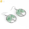 Retro Natural Stone Gravel Tree Of Life Winding Copper Earrings For Women Colorful Half Stone Jewelry