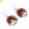 Retro Natural Stone Gravel Tree Of Life Winding Copper Earrings For Women Colorful Half Stone Jewelry