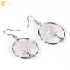 Retro Natural Stone Gravel Tree Of Life Winding Copper Earrings For Women Colorful Half Stone Jewelry