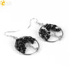 Retro Natural Stone Gravel Tree Of Life Winding Copper Earrings For Women Colorful Half Stone Jewelry