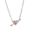 Retro Necklace Copper Heart Shape One Arrow Through The Heart Pattern Paper Clip Chain Electroplating