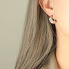 Retro Neutral Wind Cool Color Striped Enamel Oil Drop Titanium Steel Geometric Earrings With Electroplating