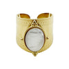 Retro Niche Open Design Oval Fritillaria Stainless Steel Electroplated Embossed Ring