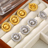 Retro Niche Women's Titanium Steel 18K Gold Plated Cast Round Hemp Pattern Earrings