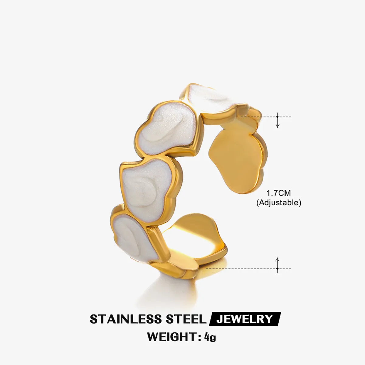 304 Stainless Steel 18K Gold Plated Retro Novelty Enamel Round Star Heart Shape Resin Rings