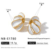 Retro Oil Drip Flower Geometric Stainless Steel Earrings With Gold Plated Finish For Women