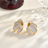 Retro Oil Drip Flower Geometric Stainless Steel Earrings With Gold Plated Finish For Women