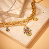 Retro Oil Dripping Palm Eye Pendant Bracelet Stainless Steel Goldplated Electroplated For Women And Unisex