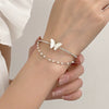 Retro Open Rhinestone Butterfly Bracelet Alloy Geometric Electroplated Jewelry For Women
