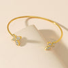 Retro Open Rhinestone Butterfly Bracelet Alloy Geometric Electroplated Jewelry For Women