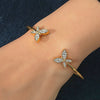 Retro Open Rhinestone Butterfly Bracelet Alloy Geometric Electroplated Jewelry For Women