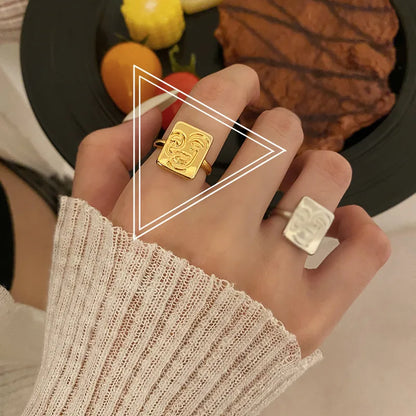 Retro Open Solid Color Geometric Copper Ring Wholesale