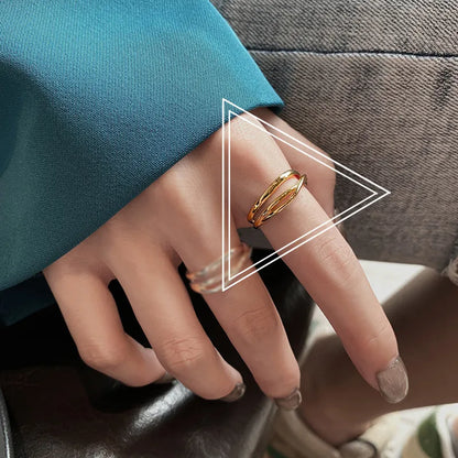 Retro Open Solid Color Geometric Copper Ring Wholesale