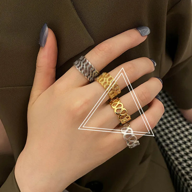 Retro Open Solid Color Geometric Copper Ring Wholesale