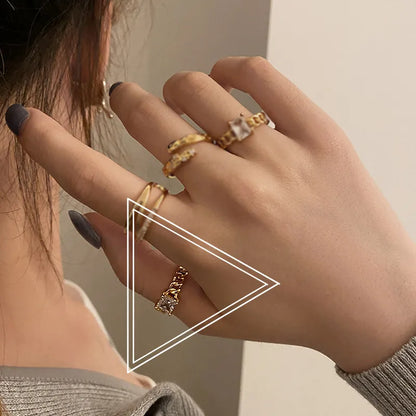 Retro Open Solid Color Geometric Copper Ring Wholesale