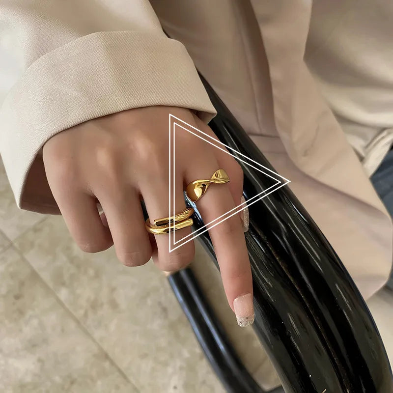 Retro Open Solid Color Geometric Copper Ring Wholesale