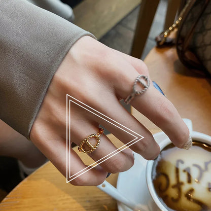 Retro Open Solid Color Geometric Copper Ring Wholesale