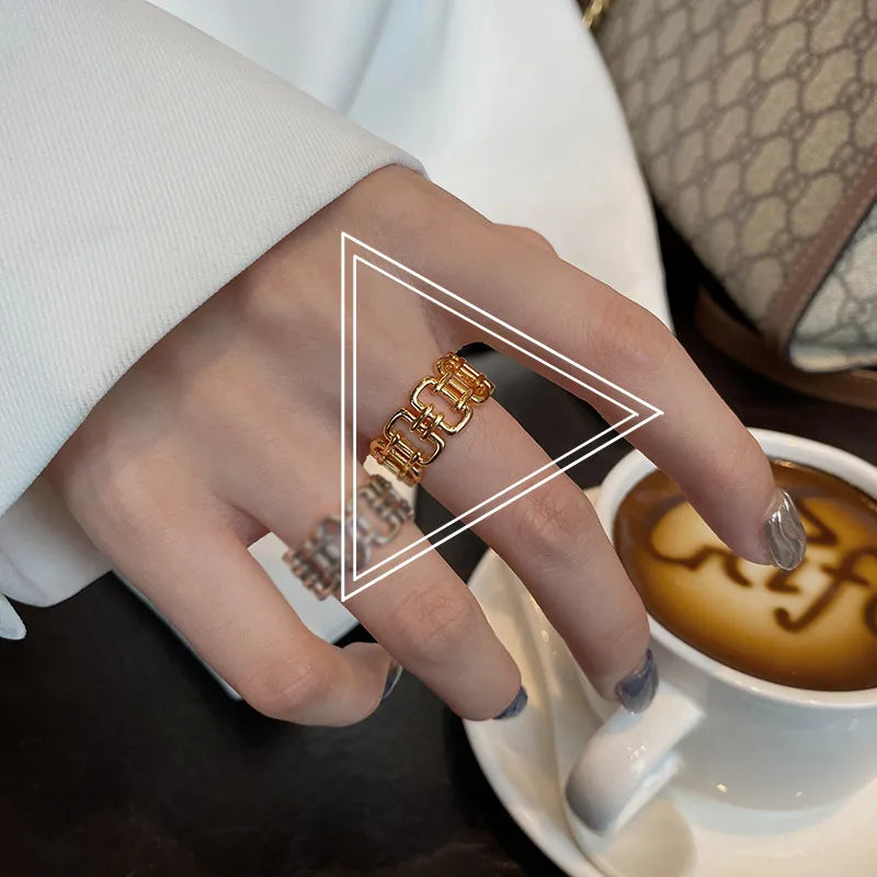 Retro Open Solid Color Geometric Copper Ring Wholesale