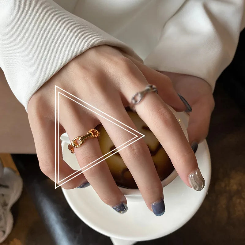 Retro Open Solid Color Geometric Copper Ring Wholesale