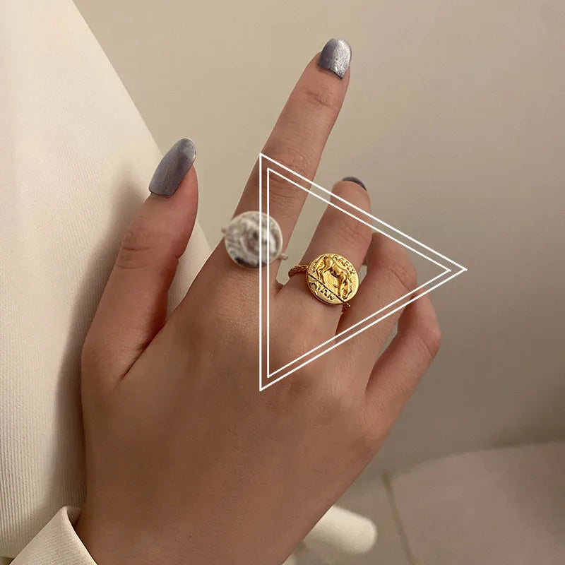 Retro Open Solid Color Geometric Copper Ring Wholesale